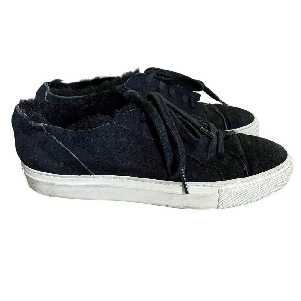 Woman by Common Projects Sherpa Suede Black Low Lace Up Designer Sneakers EU 38